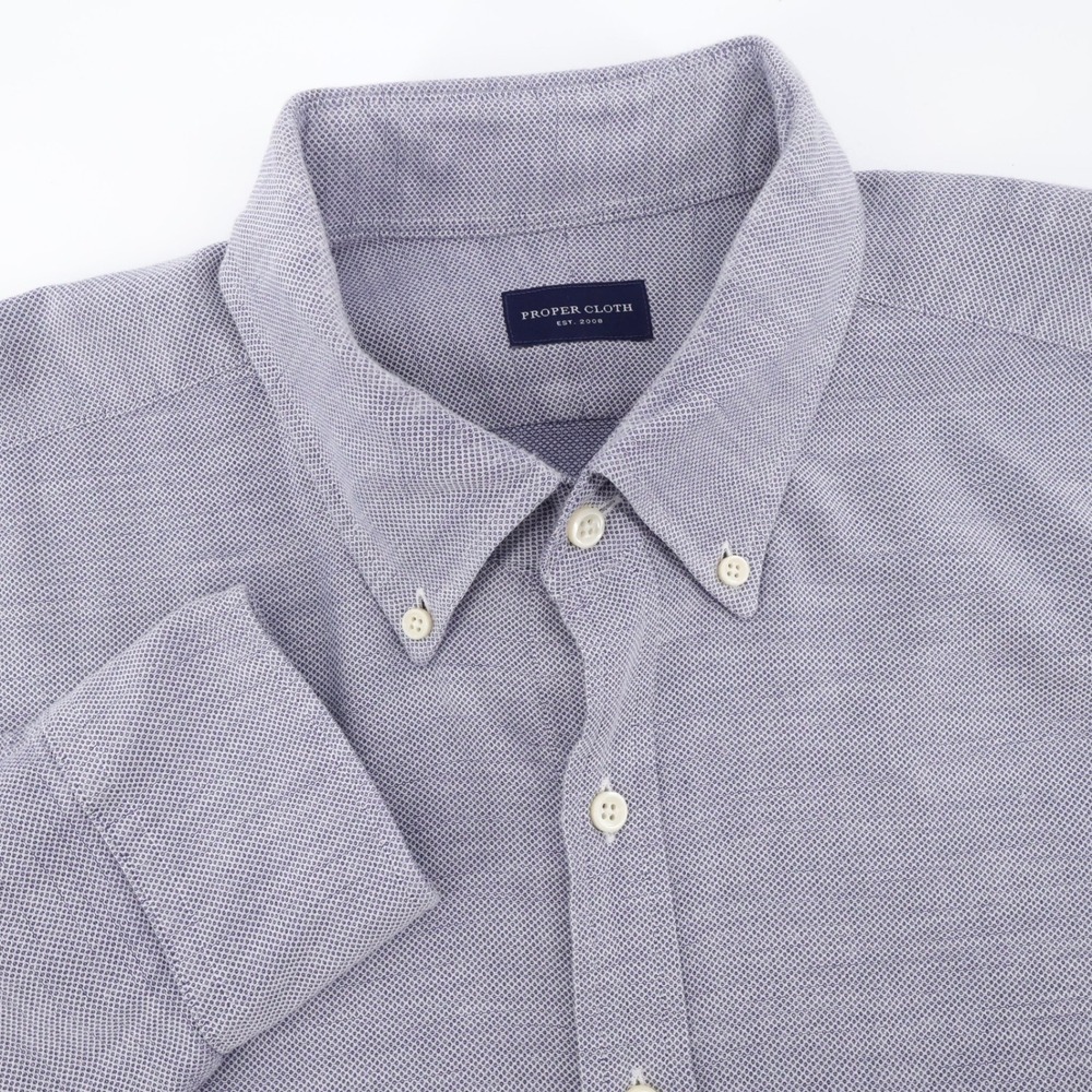 Proper Cloth Micro Pattern Button Down Shirt Purple Long Sleeve Mens Fits XL